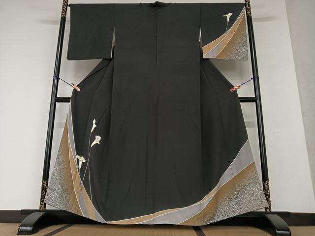 平和屋着物●訪問着　手描き　百合　暈し染め　さが美扱い　正絹　逸品　AAAY0100zg