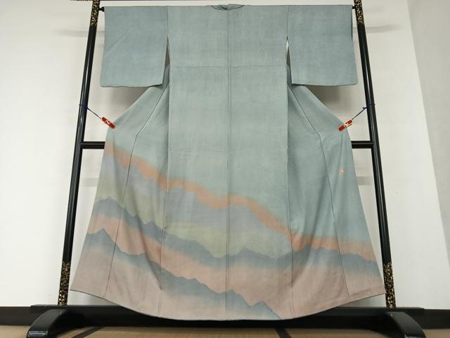 平和屋着物●江戸小紋　浅野栄一　訪問着　遠山重ね文　暈し染め　正絹　逸品　AAAY0105zg 平和屋着物○江戸小紋 浅野栄一 訪問着 遠山重ね文 暈し染め