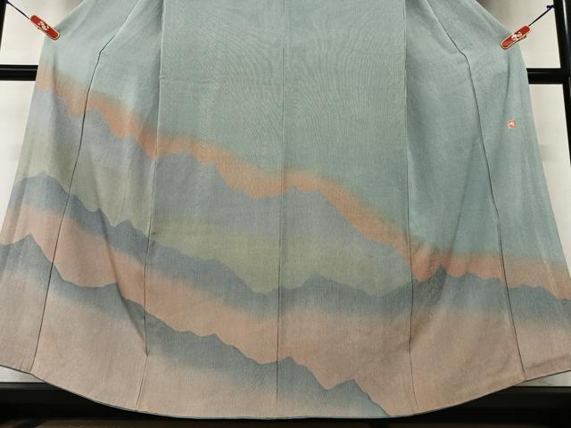 平和屋着物●江戸小紋　浅野栄一　訪問着　遠山重ね文　暈し染め　正絹　逸品　AAAY0105zg 平和屋着物○江戸小紋 浅野栄一 訪問着 遠山重ね文 暈し染め