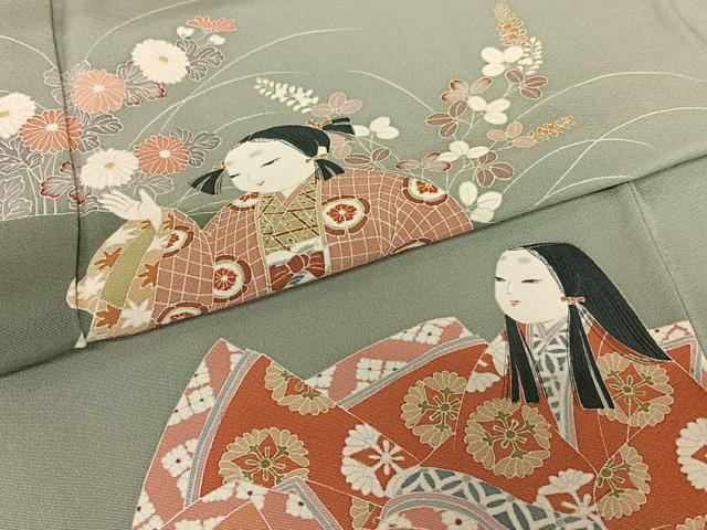 平和屋着物○訪問着 友禅 作家物 清華 童子 草花文 暈し染め