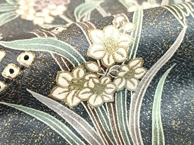 平和屋着物○訪問着 絞り 草花文 暈し染め 金彩 正絹 逸品