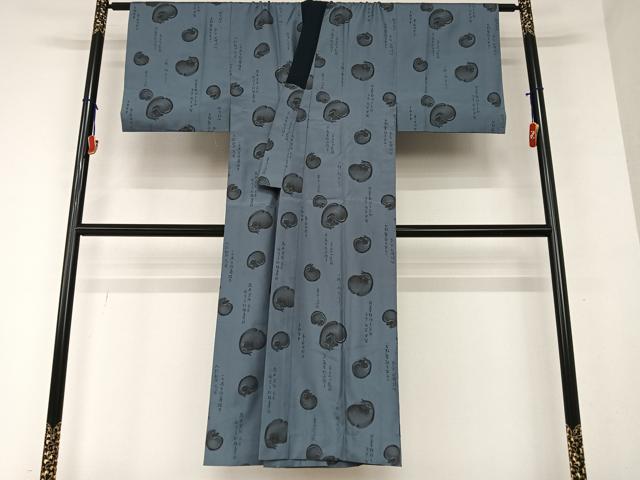 平和屋着物●男性　長襦袢　無双仕立て　達磨　文字文　正絹　逸品　AAAY0153zg