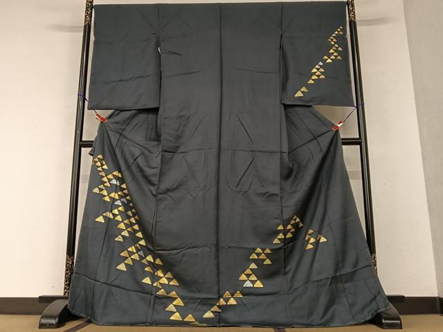 平和屋着物●訪問着　鱗文様　大鳳ちりめん　金彩　仮絵羽　正絹　逸品　未使用　AAAY0160zg