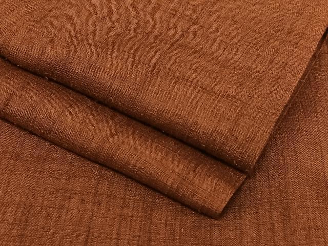 平和屋着物●本場結城紬　重要無形文化財　色無地　赤銅色　正絹　逸品　AAAY0169zg