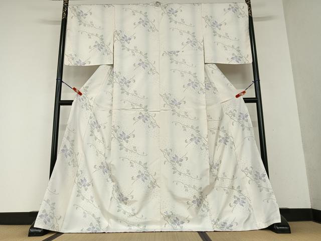 平和屋着物●本場大島紬　白大島　枝花文　ロング丈　正絹　逸品　AAAY0181zg