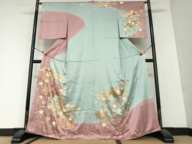 平和屋着物●訪問着　枝垂れ桜　金彩　正絹　逸品　AAAY0182zg
