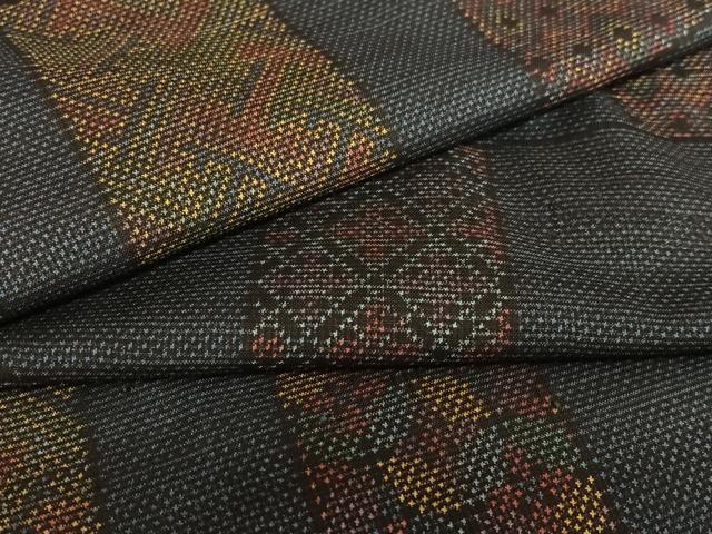 平和屋着物●本場大島紬　一元7マルキ　色紙吉祥花文　正絹　逸品　AAAY0199zg