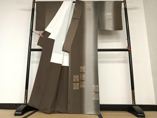 平和屋着物○訪問着 お召地 幾何学文様 暈し染め 正絹 逸品