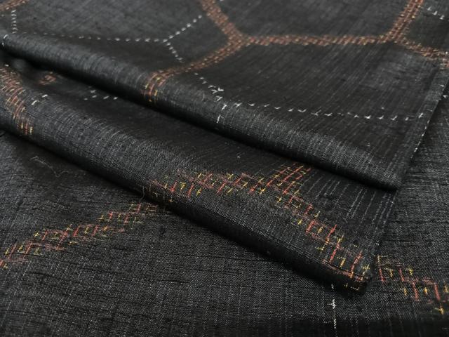 帯2621 2177 2523 2620 2309 五本セット●高級 正絹 髭紬 レトロ ネイビー/紺色 ツル柄 清楚 古典 上品 アンティーク調