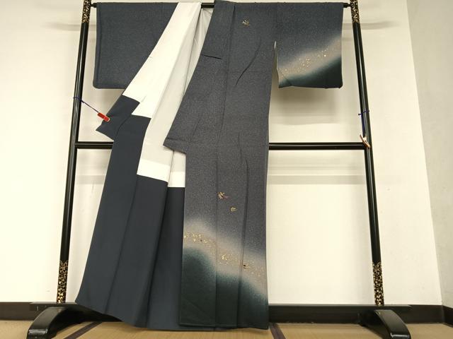 平和屋着物○訪問着 刺繍 花喰い鳥 暈し染め 金彩 正絹 逸品