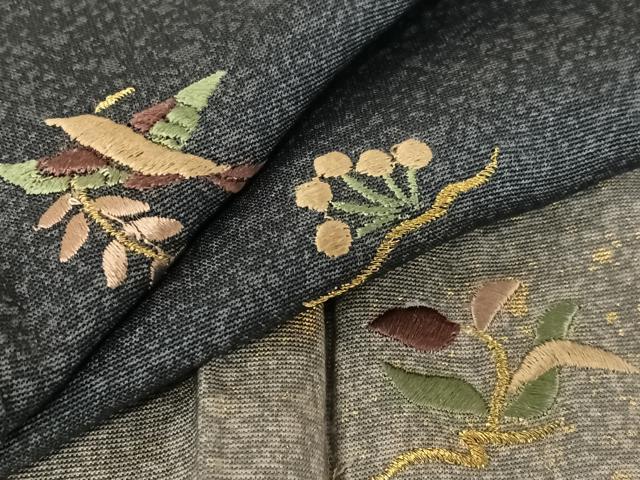 平和屋着物○訪問着 刺繍 花喰い鳥 暈し染め 金彩 正絹 逸品