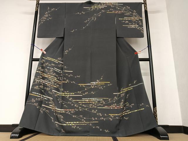 平和屋着物●訪問着　刺繍　エ霞花文　橘　金彩　正絹　逸品　AAAY0259zg