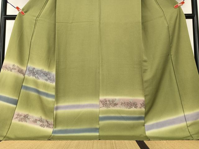 平和屋着物○訪問着 手描き 横段草花文 暈し染め さが美扱い