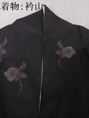 平和屋着物○本場大島紬 アンサンブル カタス9マルキ 地空 椿 黒地