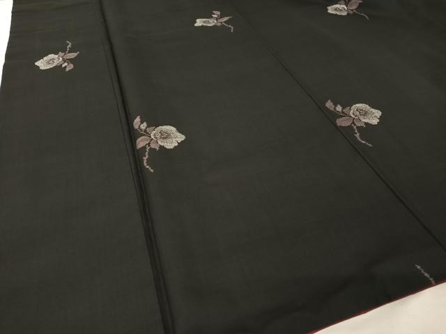 平和屋着物○本場大島紬 アンサンブル カタス9マルキ 地空 椿 黒地