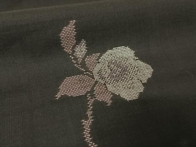 平和屋着物●本場大島紬　アンサンブル　カタス９マルキ　地空　椿　黒地　正絹　逸品　AAAY1491np 平和屋着物○本場大島紬 アンサンブル カタス9マルキ 地空 椿 黒地