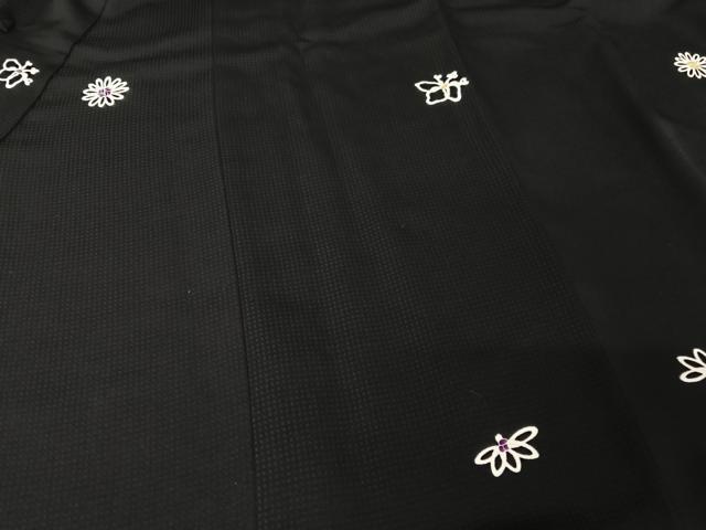 平和屋着物○道中着 友禅 舞花文 黒地 正絹 逸品 AAAY1494np