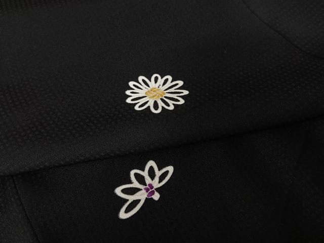 平和屋着物○道中着 友禅 舞花文 黒地 正絹 逸品 AAAY1494np