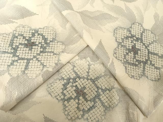 平和屋着物●本場大島紬　白大島　藤娘　舞花文　正絹　逸品　AAAY1497np