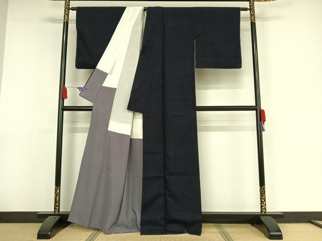 平和屋着物▽本場結城紬　重要無形文化財　単衣　色無地　真赭色　正絹　逸品　AAAZ9293fy 平和屋着物▽本場結城紬 重要無形文化財 単衣 色無地 真赭