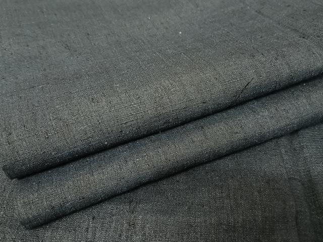 平和屋着物●本場結城紬　重要無形文化財　色無地　濃藍色　正絹　逸品　AAAY1512np