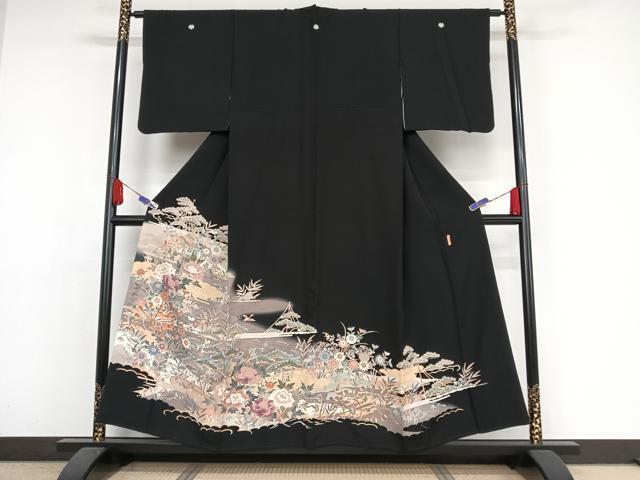 平和屋着物●人間国宝　本加賀友禅作家　二塚長生　風景草花文　正絹　逸品　AAAY1515np
