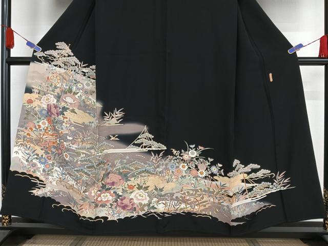平和屋着物●人間国宝　本加賀友禅作家　二塚長生　風景草花文　正絹　逸品　AAAY1515np 平和屋着物○人間国宝 本加賀友禅作家 二塚長生 風景草花文 正絹