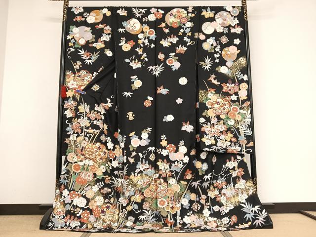 平和屋着物○本場大島紬 白大島 カタス7マルキ 花唐草文 正絹 逸品