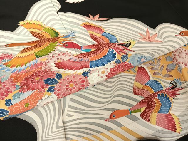 平和屋着物○本加賀友禅作家 中町博志 黒留袖 立波花鳥文 正絹 逸品 未