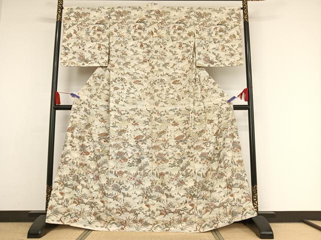 平和屋2■中国三大刺繍　スワトウ刺繍　汕頭刺繍　総刺繍　訪問着　片輪車花文　梅染色　逸品　DAAH1829du