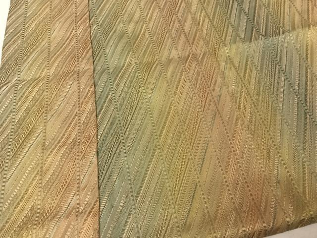 平和屋着物○道中着 網織 斜縞 金糸 金糸 残布224cm付き