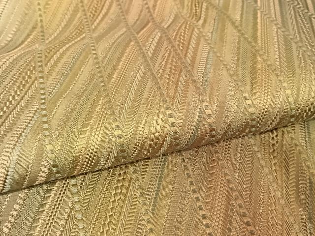 平和屋着物○道中着 網織 斜縞 金糸 金糸 残布224cm付き