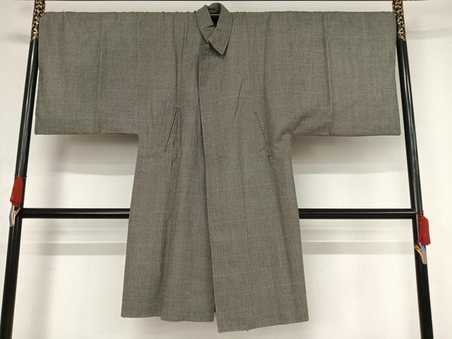 平和屋着物●男性　コート　角袖　格子　AAAY1588np
