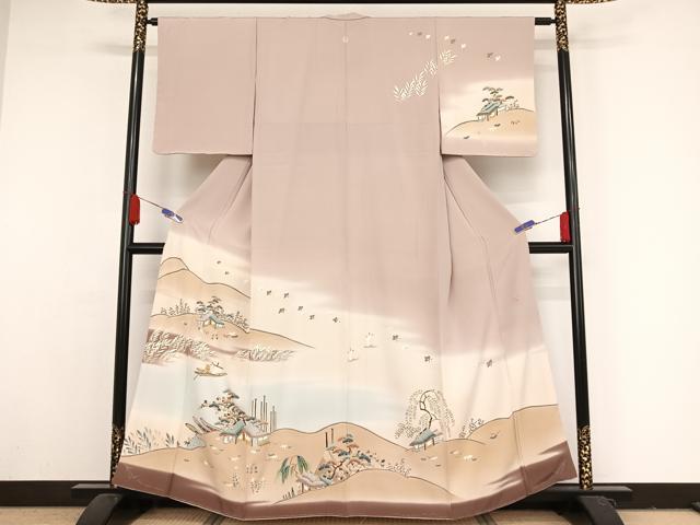 平和屋着物●本加賀友禅作家　能川光陽　訪問着　江戸解き文様　千鳥　暈し染め　正絹　逸品　AAAY1596np