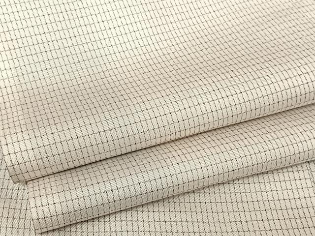 平和屋着物●本場縞大島紬　白大島　格子　正絹　逸品　AAAY1601np