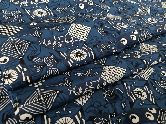 本場琉球紅型 藍型 鳳凰 花 小紋 minegishi 本場琉球紅型 藍型 鳳凰 花