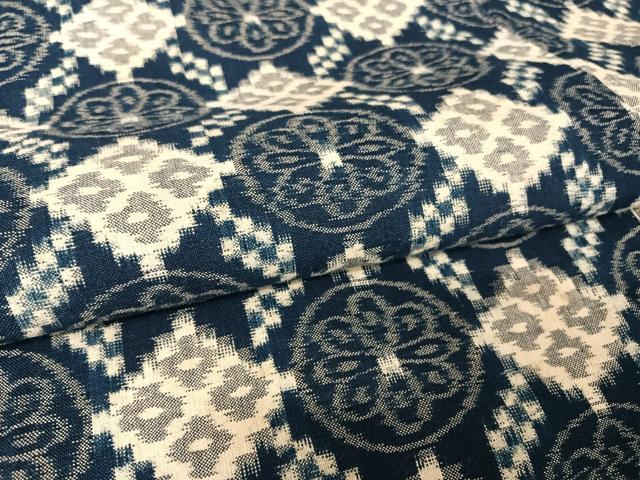 平和屋着物○和装コート 久留米絣 単衣 綿 花菱文 逸品 DAAK9357cm