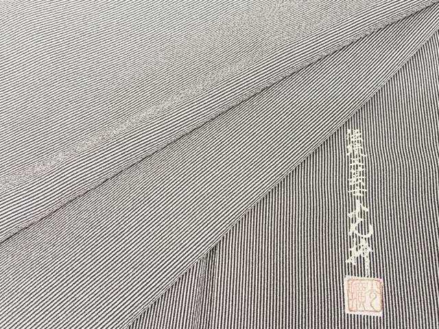 平和屋着物●伝統工芸師　服部光擴　江戸小紋　万筋　葡萄鼠色×白色　正絹　逸品　AAAY1613np