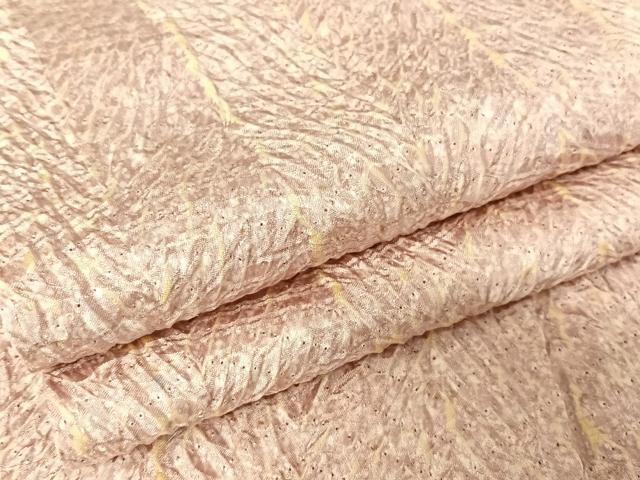 平和屋着物●名門　藤娘きぬたや・杢目絞り　小紋　正絹　逸品　AAAY1620np