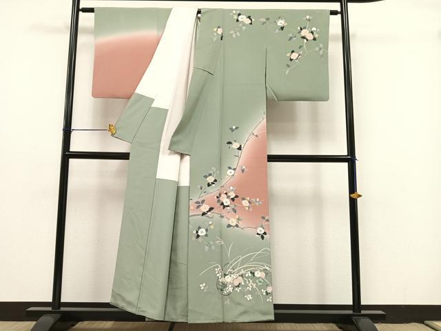 平和屋着物○訪問着 友禅 作家物 花篭 枝花 暈し染め 正絹