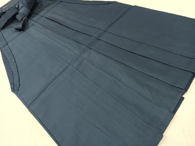 平和屋着物●男性　馬乗り袴　色無地　青藍色　正絹　逸品　AAAY1719np