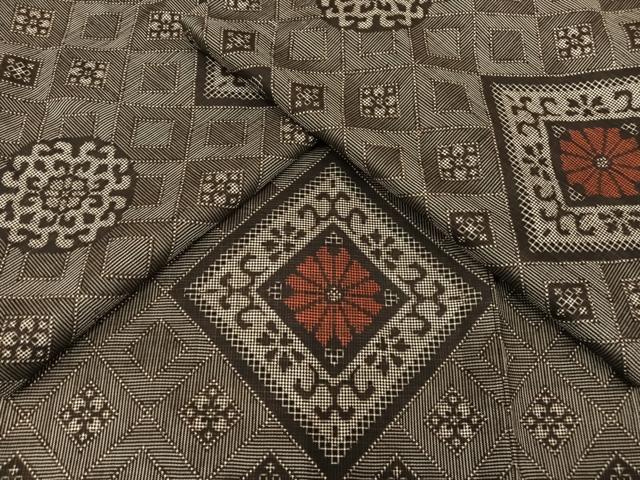 平和屋着物●本場大島紬　龍郷絣　正絹　逸品　AAAY1722np