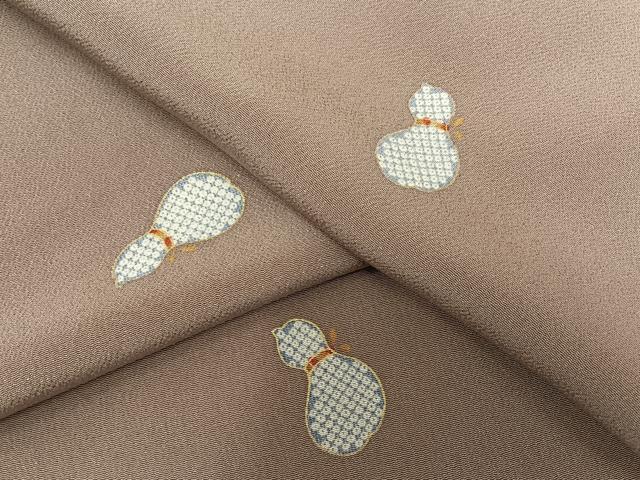 平和屋着物●上質な小紋　瓢箪　金彩　正絹　逸品　AAAY1727np