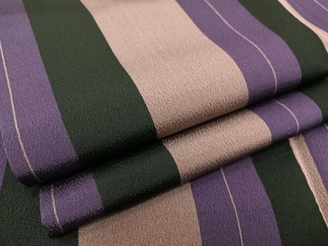 平和屋着物●お召　縞　ロング丈　正絹　逸品　AAAY1744np