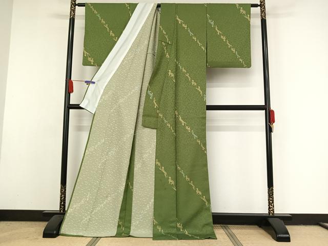 平和屋着物▽小紋　単衣　ヒョウ　金彩　ロング丈　洗える着物　AAAY1762np 平和屋着物▽小紋 単衣 ヒョウ 金彩 ロング丈 洗える着物 AAAY1762np 小紋