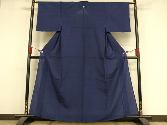 平和屋着物▽男性 お召 単衣 色無地 豆がら茶色 キングサイズ 正絹