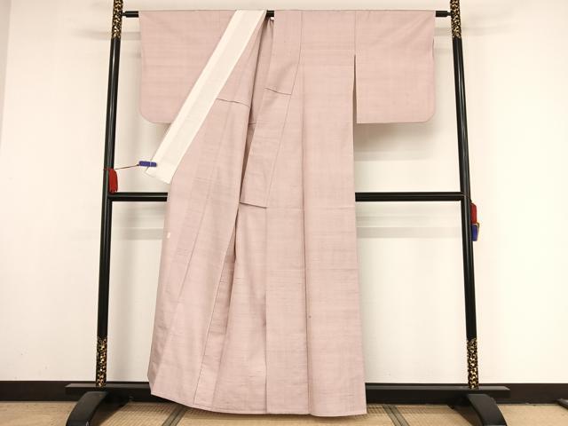 平和屋着物▽染司よしおか　五代目　吉岡幸雄　紬　単衣　色無地　石竹色　正絹　逸品　AAAY1768np 平和屋着物▽染司よしおか 五代目 吉岡幸雄 紬 単衣 色