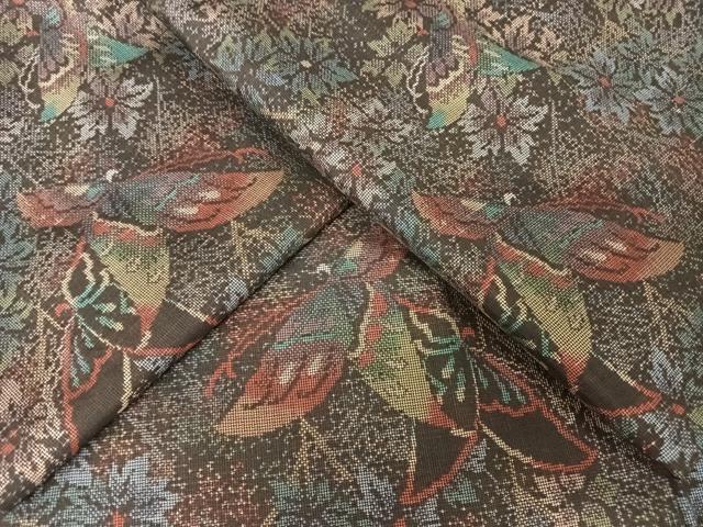 平和屋着物●本場大島紬　カタス9マルキ　舞蝶文　正絹　逸品　AAAY1794np