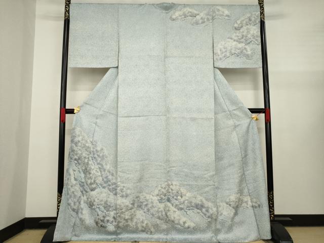 平和屋着物●上質な紬　草葉間道　黒地　正絹　逸品　BAAT6724hv 平和屋着物○上質な紬 草葉間道 黒地 正絹 逸品 BAAT6724hv