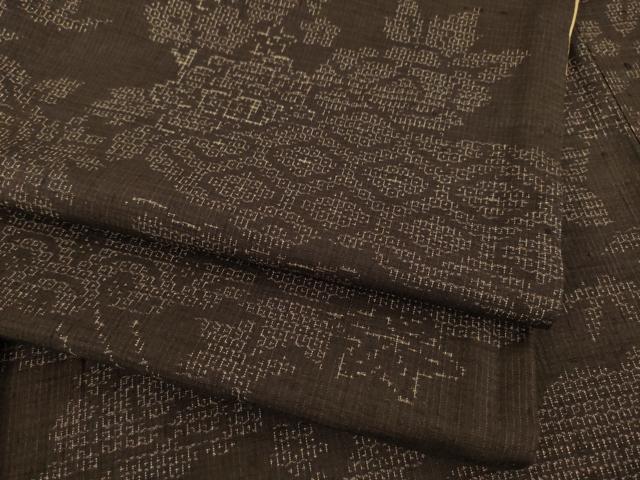 平和屋着物●結城紬　80亀甲　流水吉祥花文　正絹　逸品　AAAY1865ck